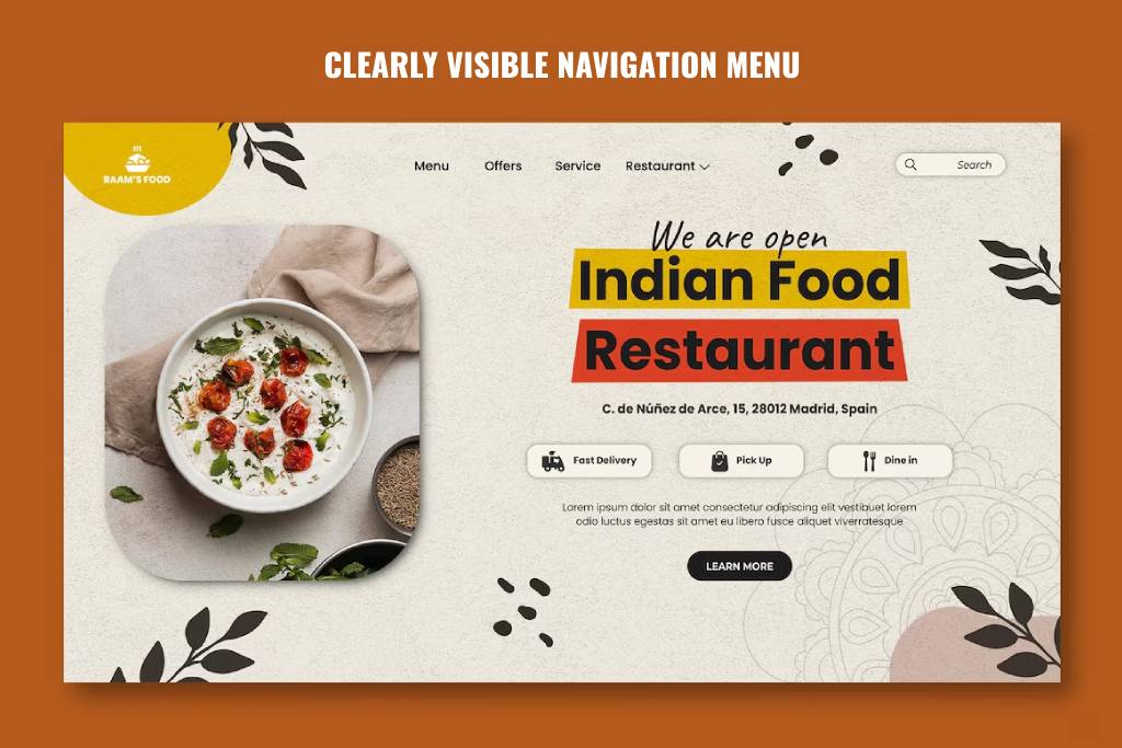 Clearly Visible User-friendly Nav Menu for Home Page for Better Conversions