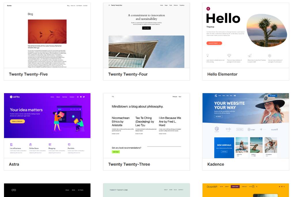 Themes for WordPress website