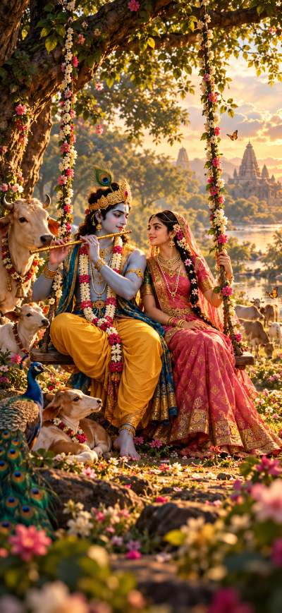 Krishna and Radha  HD Wallpaper